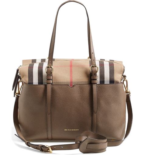 burberry classic check and leather diaper bag